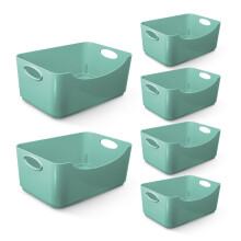 (Teal) KEPLIN 6 Pack Teal Plastic Studio Storage Basket