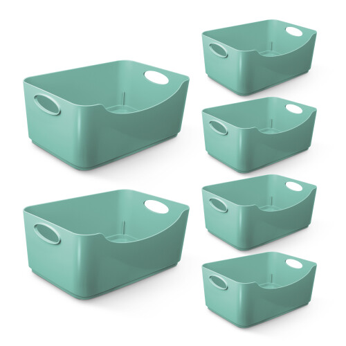 (Teal) KEPLIN 6 Pack Teal Plastic Studio Storage Basket