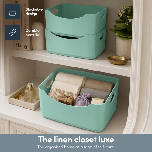 (Teal) KEPLIN 6 Pack Teal Plastic Studio Storage Basket 2