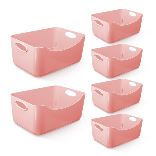 KEPLIN 6 Pack Pink Plastic Studio Storage Basket