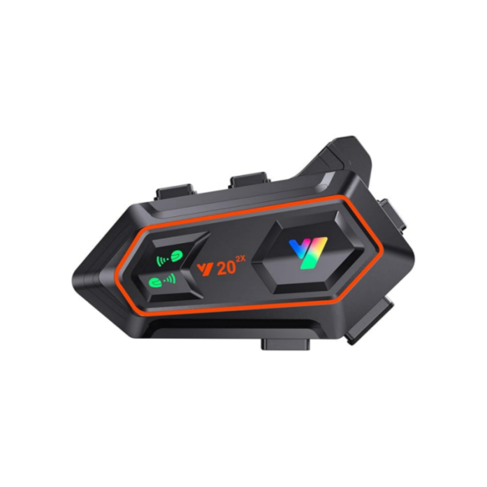 Hk&Hanker Y20-2X Motorcycle Helmet Bluetooth Headset, Flash Color Rgb Lighting Effect, Bluetooth 5.3 Headphone, 1000M Two-Person Intercom(1P 9133779918427