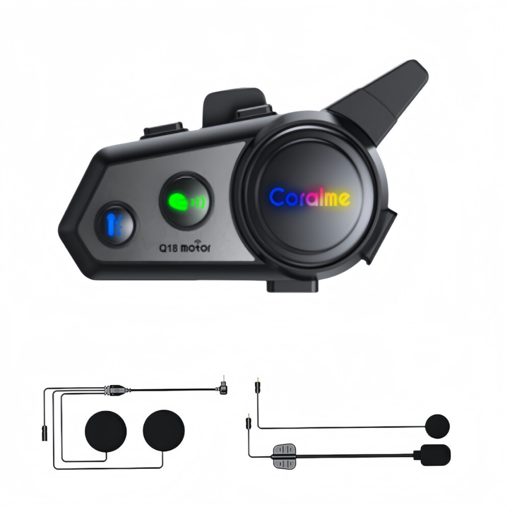 Hk&Hanker Motorcycle Bluetooth Headset Q18 Helmet Intercom Headset For 2 Riders 1200M Intercom With Music Sharing Ai Voice Assistantï¼1Pcsï¼ 9133779918380
