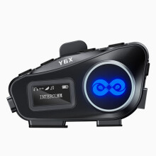Y6X helmintercom met 1000mAh batterij, 22 uur muziekweergave en 16 uur spreektijd, groepschat voor 4 rijders tot 1000m, 40mm HD-luidspr