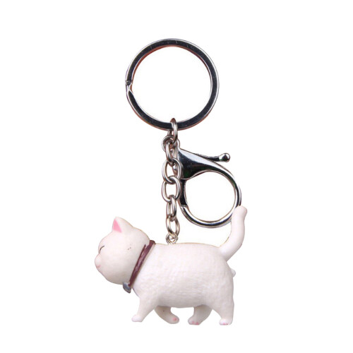 Creatieve sleutelhanger in de vorm van een kat met leuke-Wit