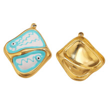 Pendentifs à huile carrés uniques, 2 pièces, pour-bleu clair