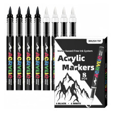 Soft Tip Highlighter Markers Soft Brush-4 black 4 white
