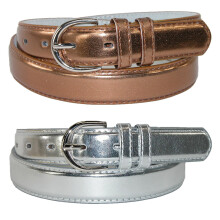 CTM Women's 28.5 mm Wide Leather Metallic Dress Belt (Pack of 2 colours)