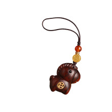 Elegante houten sleutelhanger houten paard Chinees-Paarse hanger