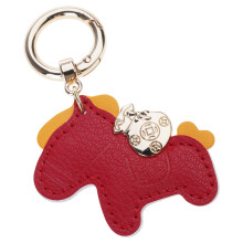 Leren sleutelhanger met paardenbedel Modieuze handgemaakte-Rood