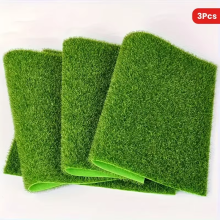 3PCS Fairy Garden Artificial Grass 15x15cm Mini Craft Lawn Mat DIY Dollhouse Model Landscaping Decoration