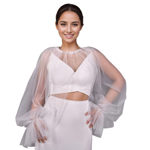 Designed Smooth White Bridal Arm Cover Easy Pullover-Cream