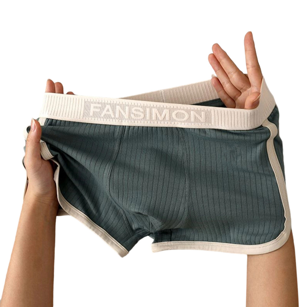 Dark/Green Men's Boxer Briefs Ribbed Stretchy Underwear- Xl