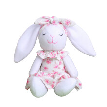 Long Eared Hare Figurine Ornament Plush Fabric Hare Doll-Pink