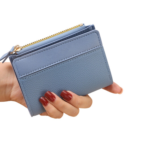 Stylish Short Wallet Practical PU Leather Coin Purse-Blue