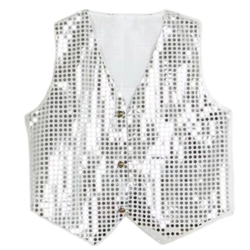 Stage Performances Sequins Vest For Cosplay And-White 120cm