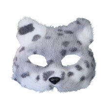 Animal Half Face Mask Foxes Wolf Mask Plush Cats Half Face-Gray