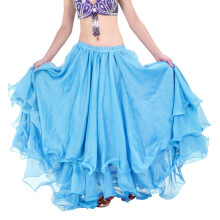 Eye Catching Dance Practice Skirt Layered Chiffons-Lake Blue A
