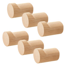 Set van 6 decoratieve houten haken Unieke-Lichtgeel