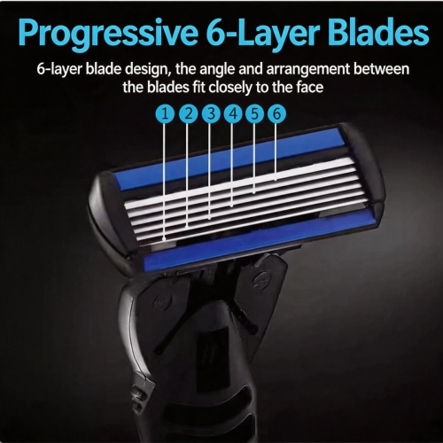 Premium 6-Layer Blade Manual Shaver Set - Universal 7-Layer Compatible Handle with 12 High-Precision Replacement Razor Refills 2