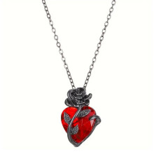 Gothic-inspirierte florale Herz-Halskette, trendige und