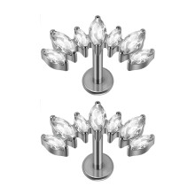 Clous d'oreilles filetés avec barre en T incurvée délicate-1