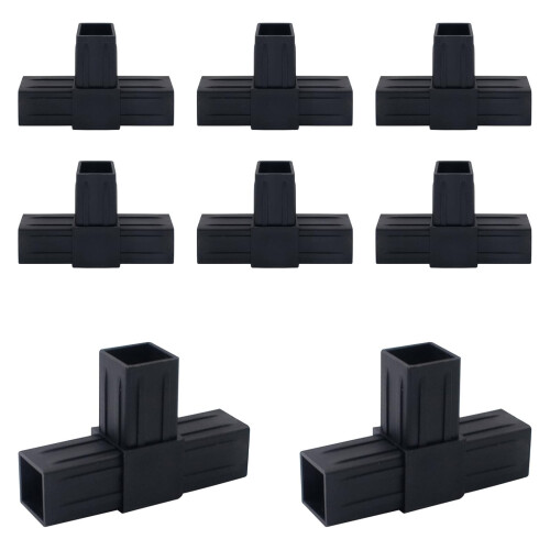 8Pcs Pack T Style Plastic Joint Connectors For 25mm Square Pipes