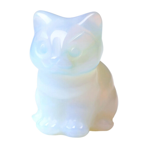 Katzendekorationen, Statuen, Kristalle, sitzende-Opal