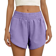 Damen-Sportshorts mit elastischem Bund, hoher Bund,-Lila S