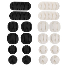 20Pcs Self-Adhesive Cable Holders White Tpr Cord Organizer Clips