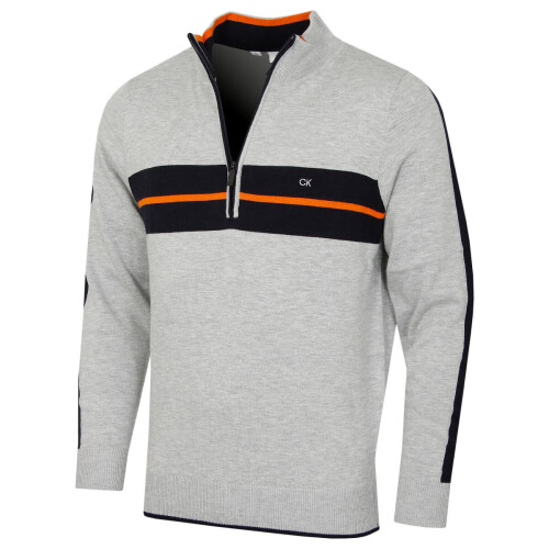 Calvin Klein (M, Silver) Calvin Klein Mens 2026 Golf Vertex Half Zip Neck Pullover Sweater