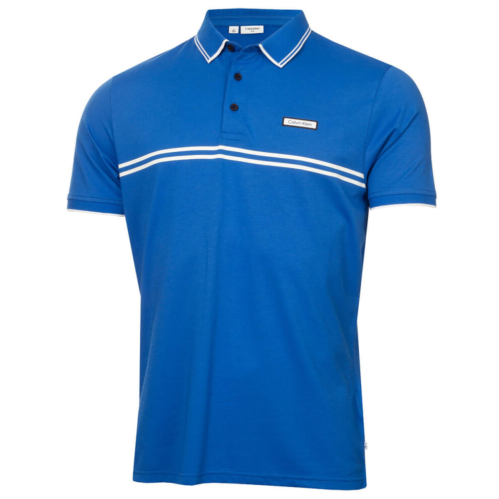 Calvin Klein (M, Saphire) Mens Newtown Technical Stretch Easy Care Golf Polo Shirt