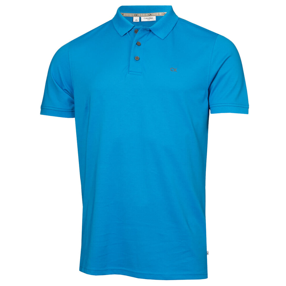 Calvin Klein (Xl, ) Mens 2026 Planet Friendly Moisture Wicking Supersoft Polo Shirt Blue