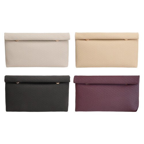 Modern Square Shaped PU Handbag Stylish Handheld Purse-Beige 1