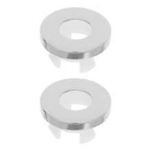 2Pcs Silver Sink Overflow Hole Plug Copper Plastic Round Bathroom Trim