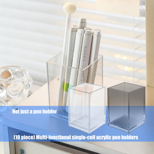 10 stuks helder acryl penbeker multifunctionele desktop-Grijs 2