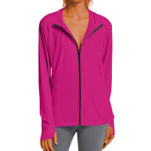 Women's Sun Shirts Zip Up Hoodie Long Sleeve Ice-Deeppink M