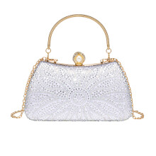 Glitzernde Strass-Abendtasche mit Tragegriff, modische-Silber