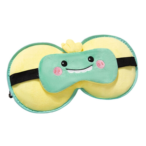 Double Function Sleep Eye Mask And Travel Neck Pillow-Green