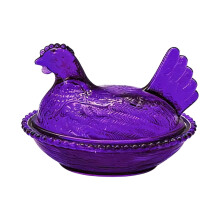 Elegant Plastic Hen on Nest Dish with Lid Festives-Purple