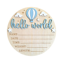Personalize Newborns Keepsakes Wood Sign For-light blue white