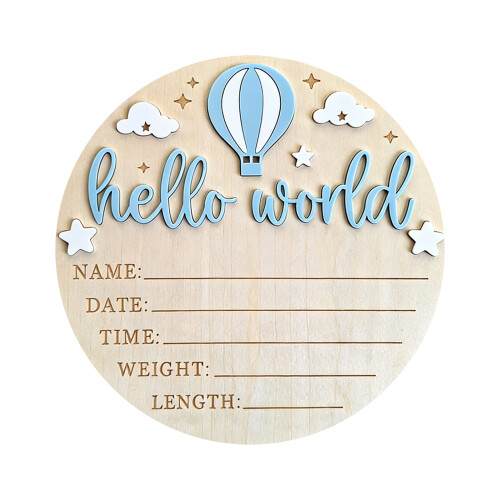 Personalize Newborns Keepsakes Wood Sign For-light blue white