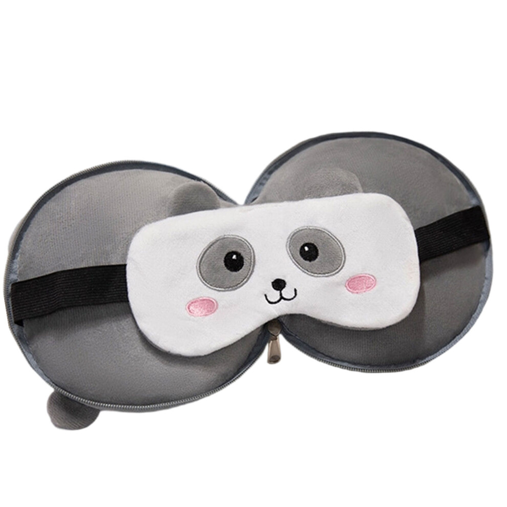 Cartoon Eye Mask And Neck Pillow 2 In 1 For Office-gray panda