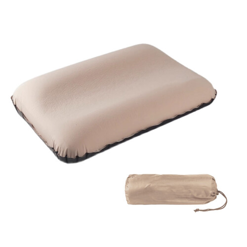 Automatic Inflating Camping Pillows 3D Sponges Neck-khaki