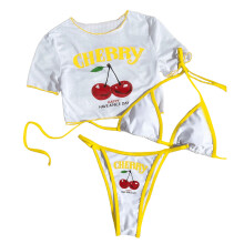Pack of 3pcs Tankini Set Bathing Suit-White and yellow edg XL