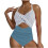 Women's blocked  cutout strap swimsuit-Blue M 1