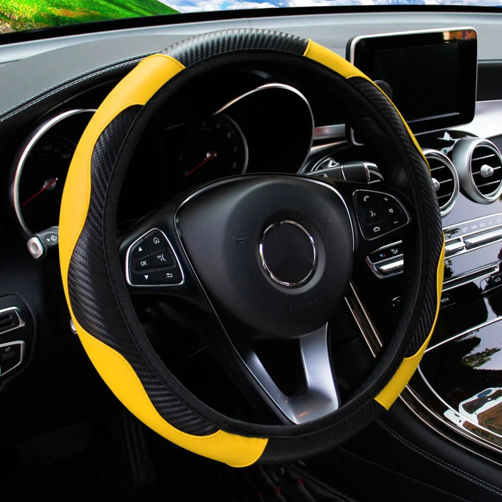 Pu Carbon Fiber Steering Wheel Cover 15 Inch 8042520603271