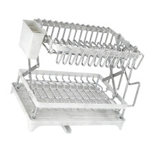 Double Layer Dish Drying Rack For Kitchen-Milky white