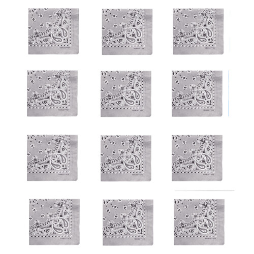 12Pcs Stretchy Headscarf Face Cover Headpiece With-Light Grey