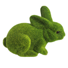 Flocking Plastic Easter Rabbit Ornament with Bowtie Animal-C