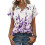 Women's Button-Down Shirts, Short Sleeve, V-Neck,-Lavender L 1